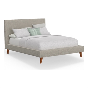 Pemberly Row Upholstered Full Platform Bed in Light Gray Linen
