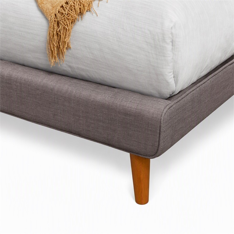 Pemberly Row Upholstered Queen Platform Bed in Dark Gray Linen