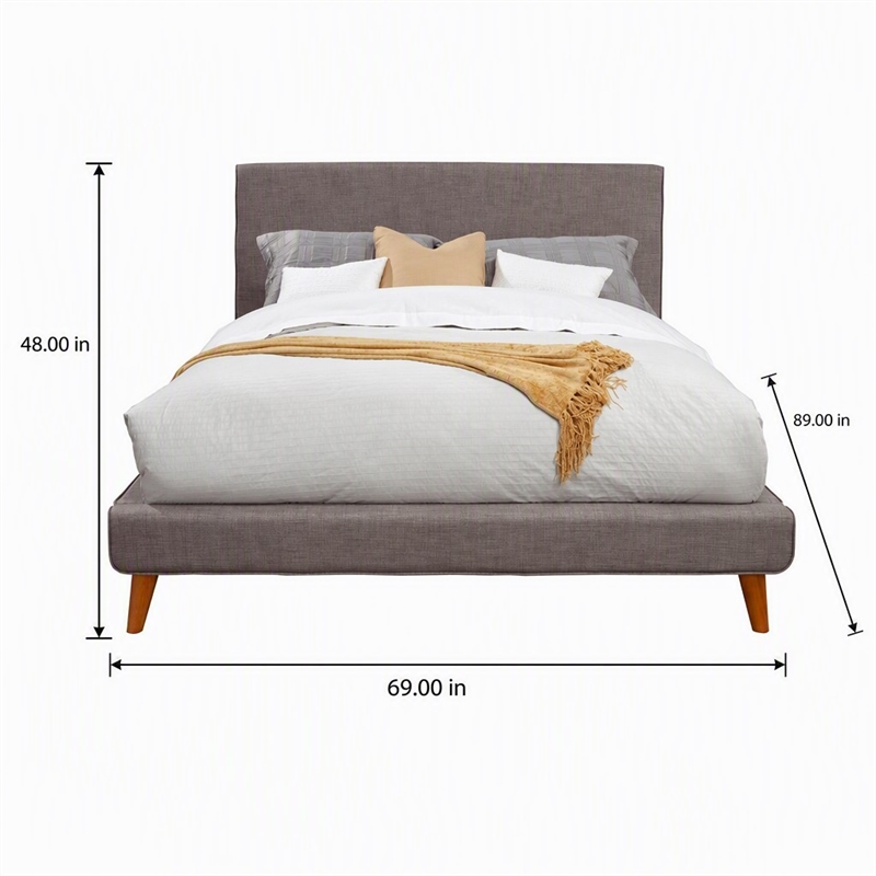 Pemberly Row Upholstered Queen Platform Bed in Dark Gray Linen