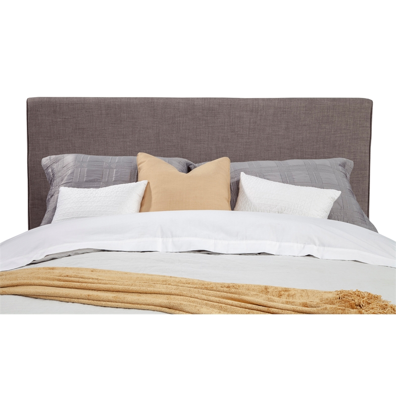 Pemberly Row Upholstered Queen Platform Bed in Dark Gray Linen