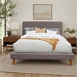 Pemberly Row Upholstered Queen Platform Bed in Dark Gray Linen