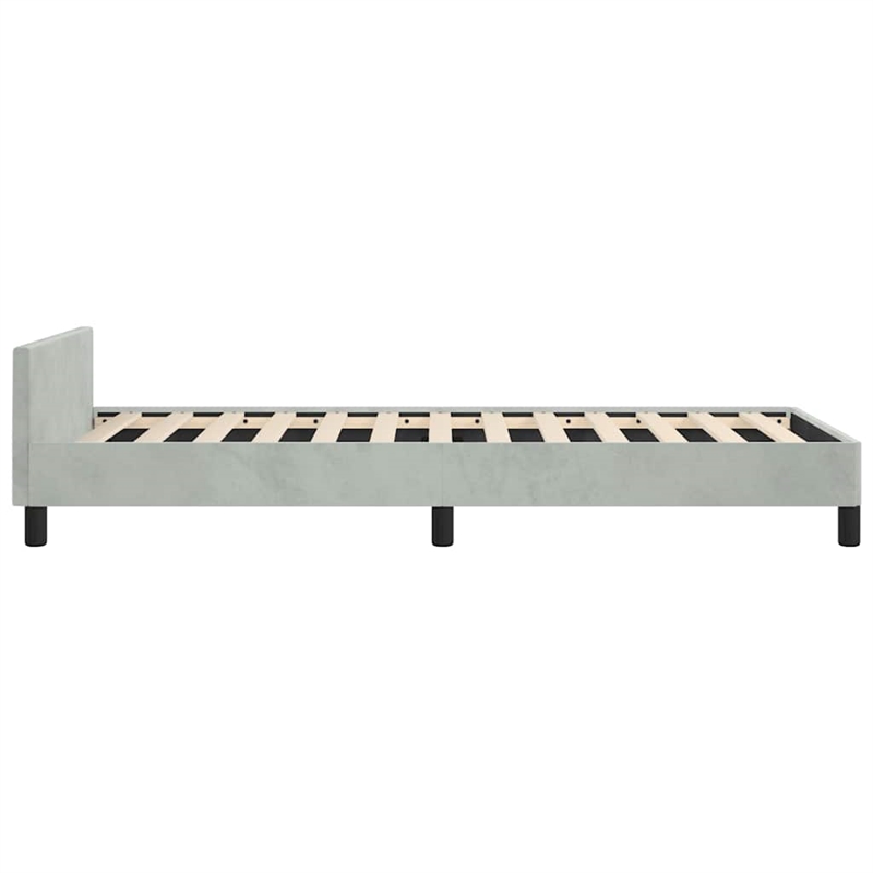 Pemberly Row Twin XL Bed Frame with Headboard in Light Gray Velvet