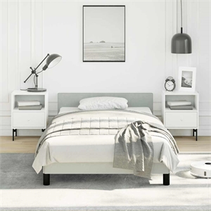 Pemberly Row Twin XL Bed Frame with Headboard in Light Gray Velvet