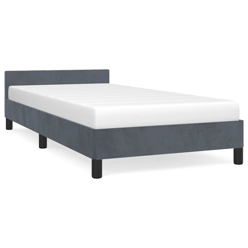 Pemberly Row Twin XL Bed Frame with Headboard in Dark Gray Velvet