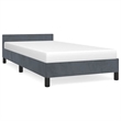 Pemberly Row Twin XL Bed Frame with Headboard in Dark Gray Velvet