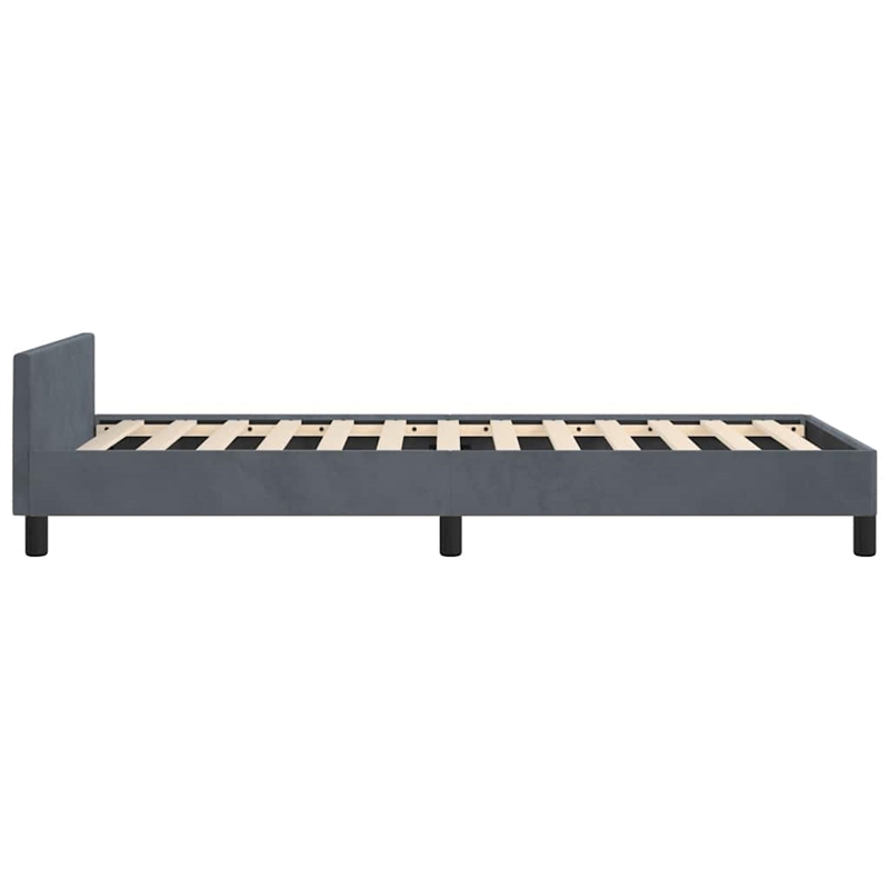 Pemberly Row Twin XL Bed Frame with Headboard in Dark Gray Velvet