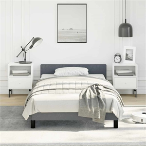 Pemberly Row Twin XL Bed Frame with Headboard in Dark Gray Velvet