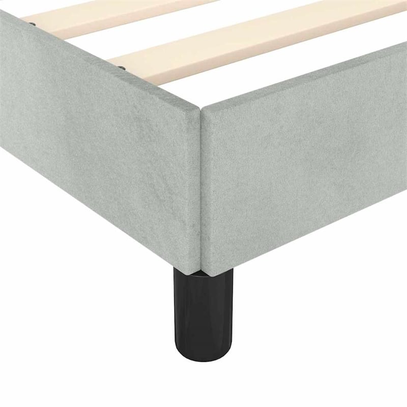 Pemberly Row Queen Velvet Bed Frame with Headboard in Light Gray