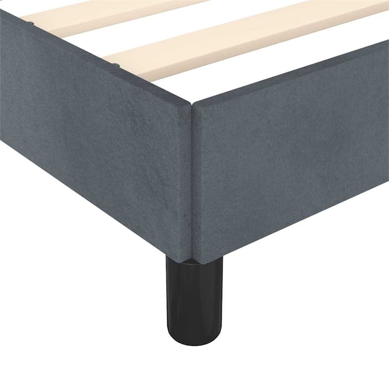 Pemberly Row Velvet Queen Bed Frame in Dark Gray with Headboard