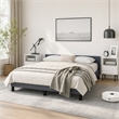 Pemberly Row Velvet Queen Bed Frame in Dark Gray with Headboard