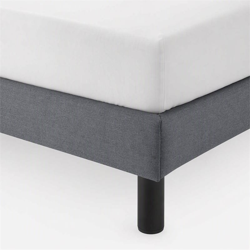 Pemberly Row Velvet Queen Bed Frame in Dark Gray with Headboard