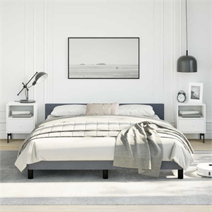 Pemberly Row Velvet Queen Bed Frame in Dark Gray with Headboard