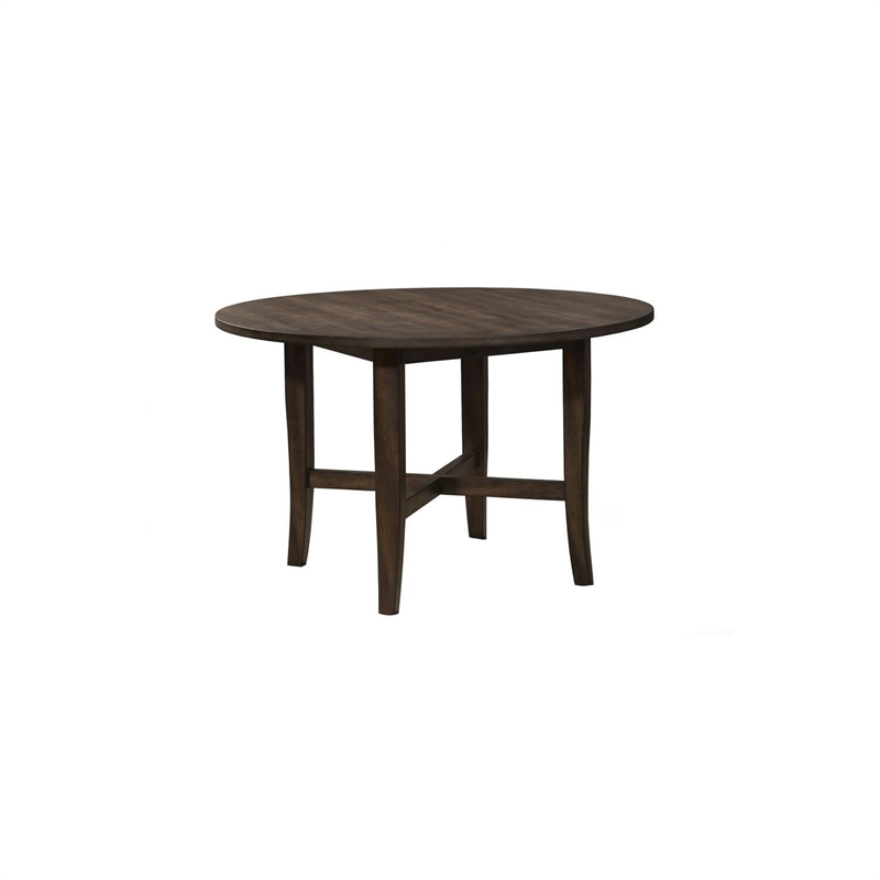 Pemberly Row Round Leg Wood Dining Table in Burnished Dark Oak (Brown)