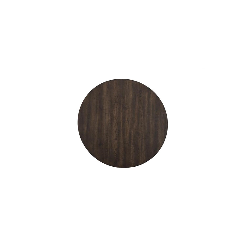 Pemberly Row Round Leg Wood Dining Table in Burnished Dark Oak (Brown)