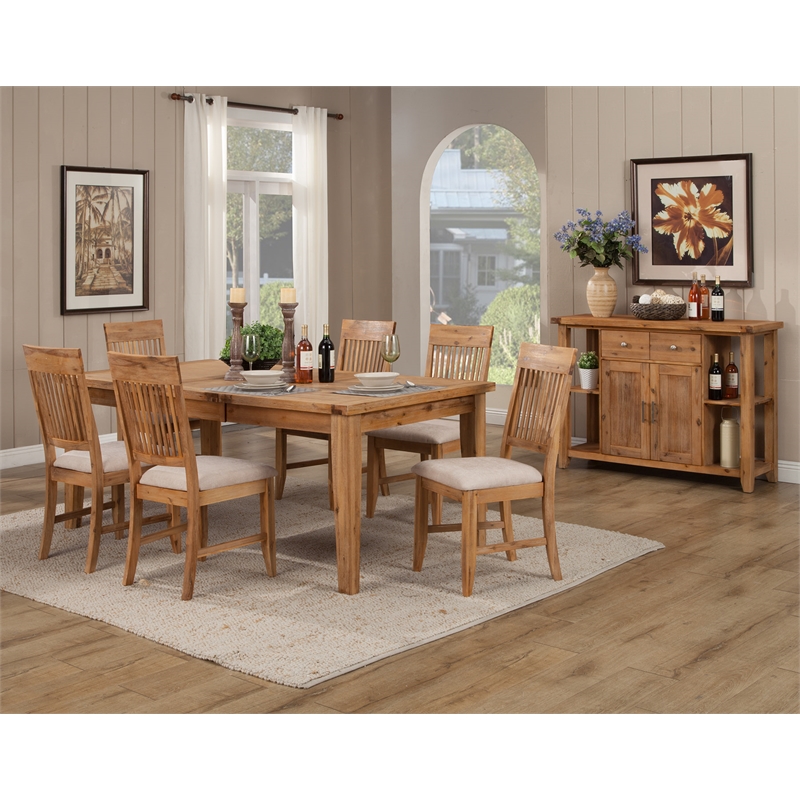 Pemberly Row Wood Extension Dining Table in Antique Natural (Brown)
