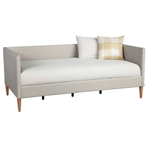 Pemberly Row Wooden Twin Size Day Bed with Slats in Light Gray Linen