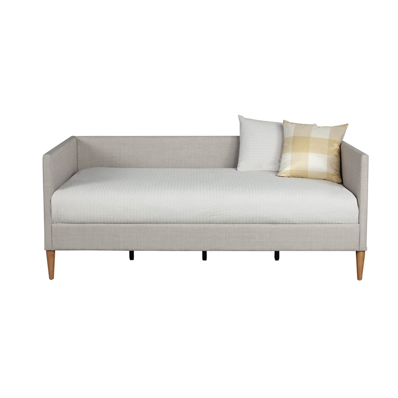 Pemberly Row Twin Size Upholstered Day Bed in Dark Gray Linen