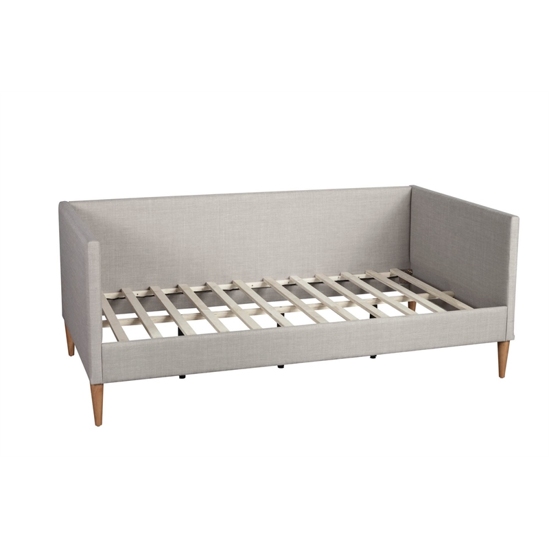 Pemberly Row Twin Size Upholstered Day Bed in Dark Gray Linen