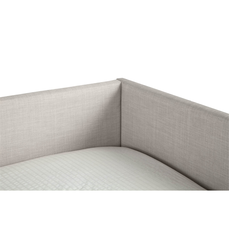 Pemberly Row Twin Size Upholstered Day Bed in Dark Gray Linen