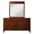 Pemberly Row Beveled Glass Wood Bedroom Mirror in Cappuccino (Brown)