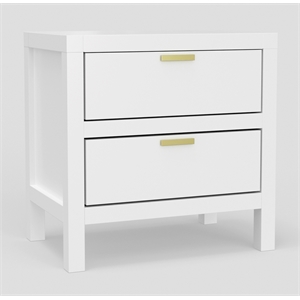 Pemberly Row Wood 2 Drawer Bedside Nightstand with Storage in White