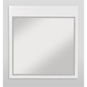 Pemberly Row 40&quot x 38&quot Beveled Glass Wood Dresser Mirror in White