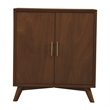 Pemberly Row Small Wood Bar Cabinet for 7 Wine Bottles in Walnut