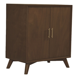 Pemberly Row Small Wood Bar Cabinet for 7 Wine Bottles in Walnut