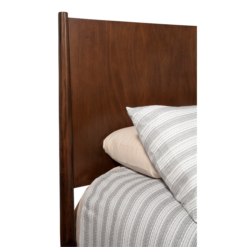 Pemberly Row Mid Century Wood Full Size Panel Bed in Walnut (Brown)