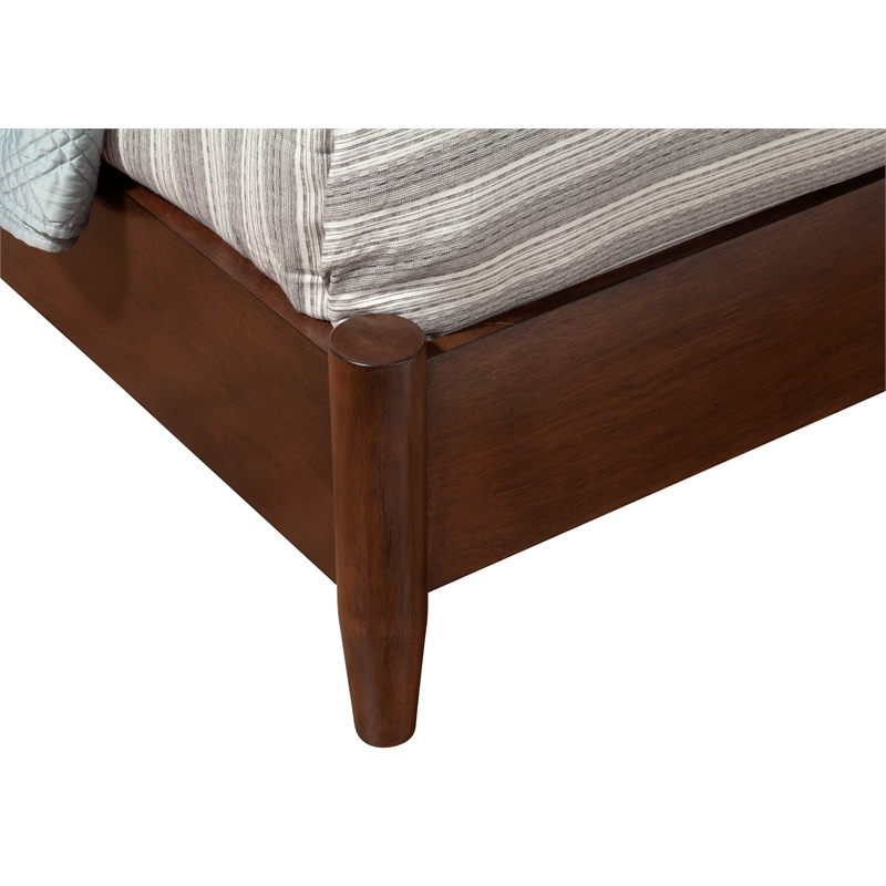 Pemberly Row Mid Century Wood Full Size Panel Bed in Walnut (Brown)