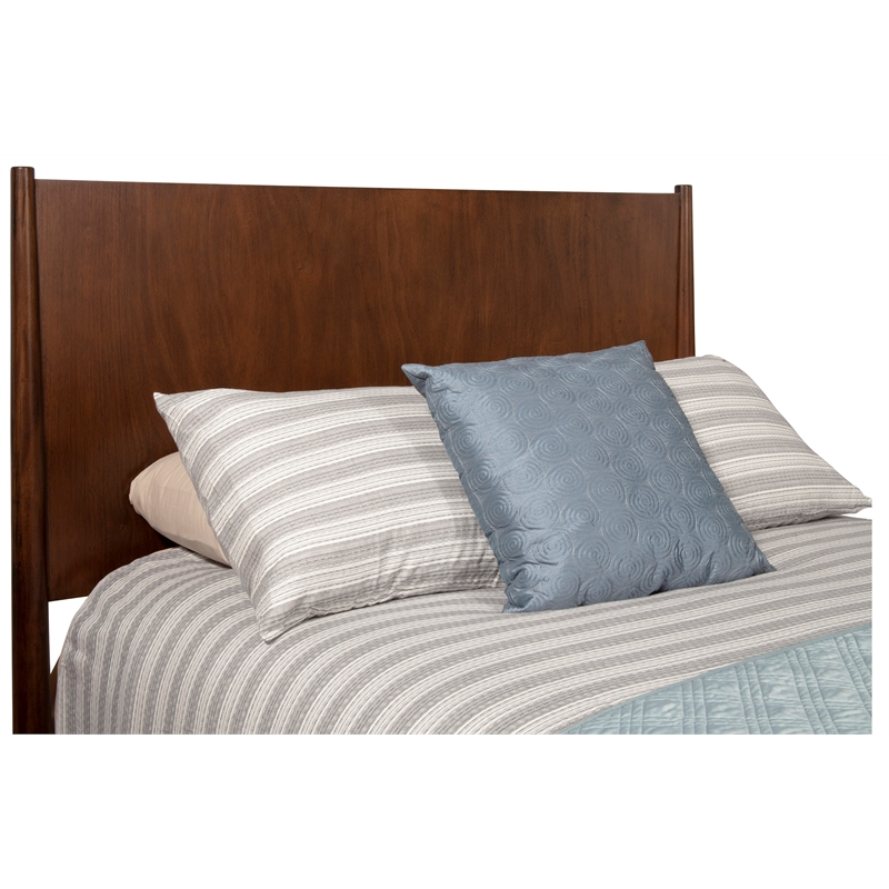 Pemberly Row Mid Century Wood Full Size Panel Bed in Walnut (Brown)