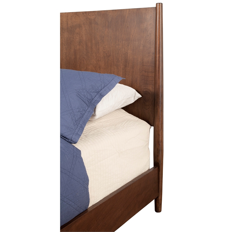 Pemberly Row Mid Century Wood Full Size Panel Bed in Walnut (Brown)