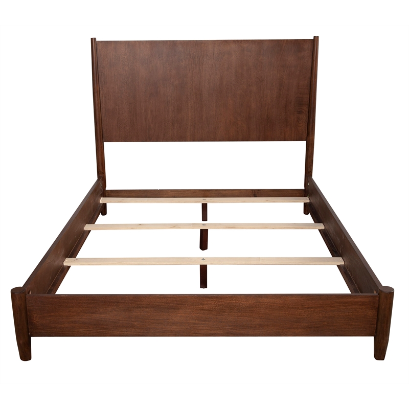 Pemberly Row Mid Century Wood Full Size Panel Bed in Walnut (Brown)