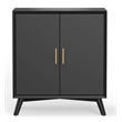 Pemberly Row Small Wood Bar Cabinet for 7 Wine Bottles in Black
