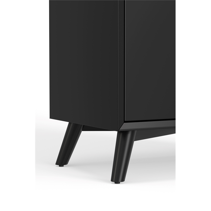 Pemberly Row Small Wood Bar Cabinet for 7 Wine Bottles in Black