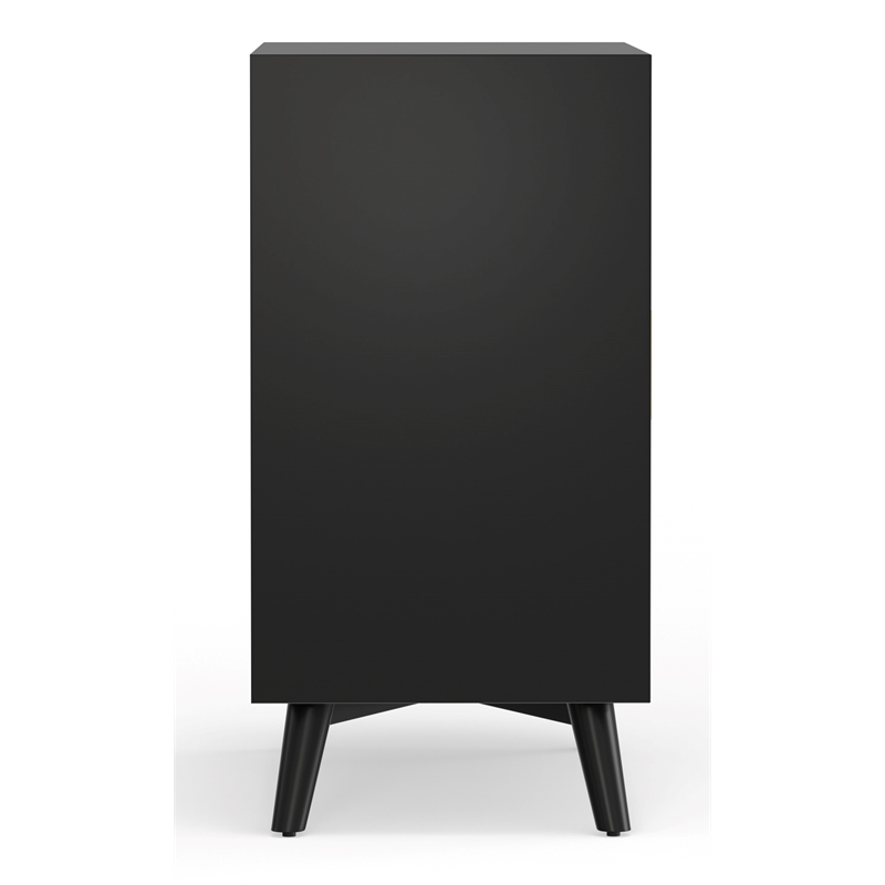 Pemberly Row Small Wood Bar Cabinet for 7 Wine Bottles in Black