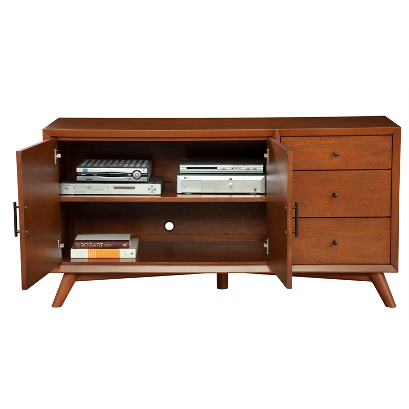 Pemberly Row Wood 3 Drawer 2 Door Sideboard in Acorn (Brown)