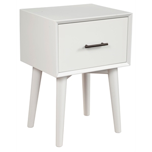 Pemberly Row Wood 1 Drawer End Table with Tapered Legs in White