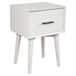 Pemberly Row Wood 1 Drawer End Table with Tapered Legs in White