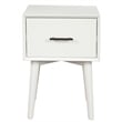 Pemberly Row Wood 1 Drawer End Table with Tapered Legs in White