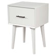 Pemberly Row Wood 1 Drawer End Table with Tapered Legs in White