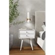 Pemberly Row 2 Drawer Small Wood Nightstand with Tapered Legs in White