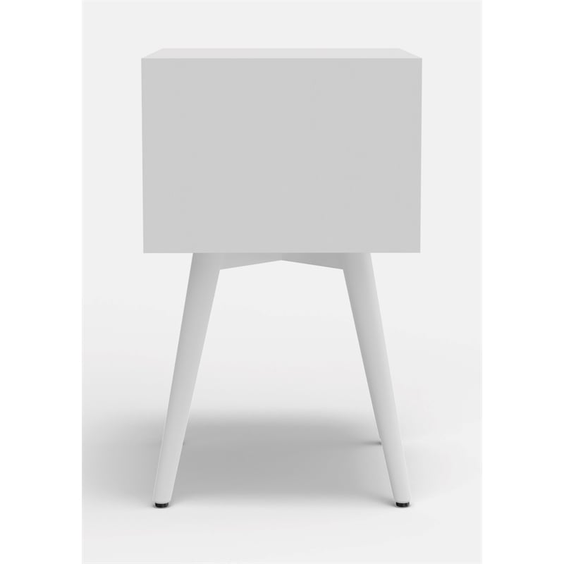 Pemberly Row 2 Drawer Small Wood Nightstand with Tapered Legs in White