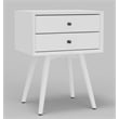 Pemberly Row 2 Drawer Small Wood Nightstand with Tapered Legs in White