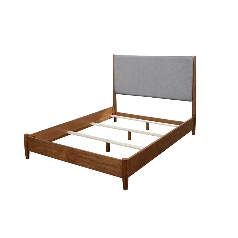 Pemberly Row Mid Century Standard King Panel Bed in Acorn (Brown-Gray)