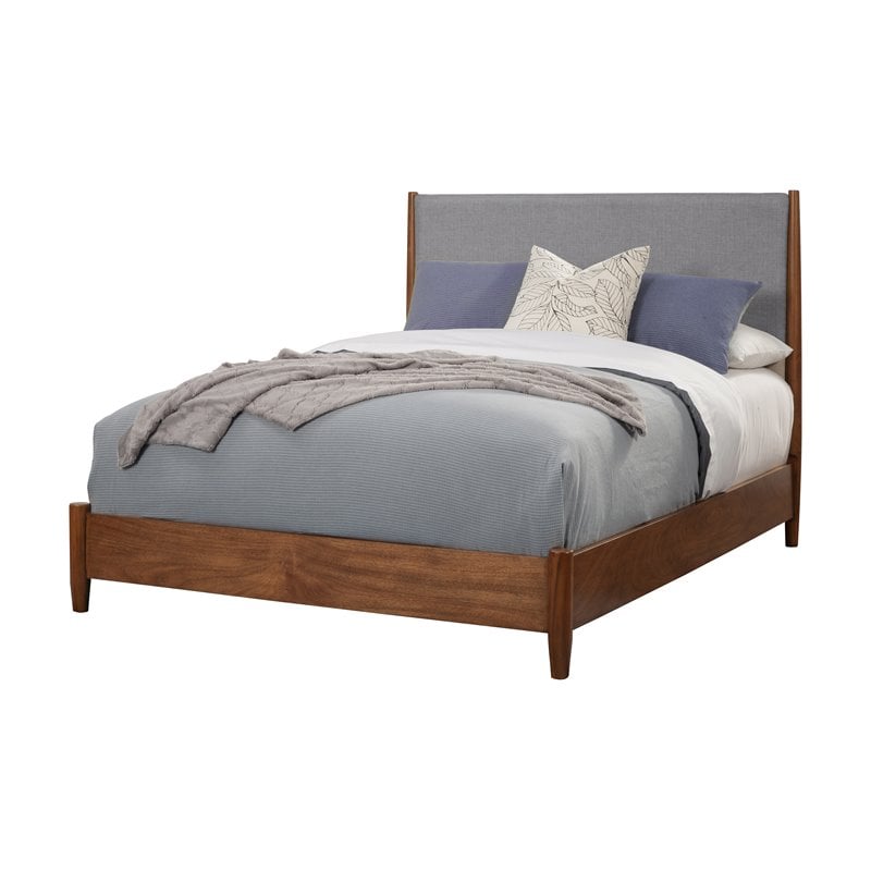 Pemberly Row Mid Century Standard King Panel Bed in Acorn (Brown-Gray)