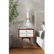 Pemberly Row 2 Drawer Small Wood Nightstand in Acorn & White