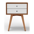 Pemberly Row 2 Drawer Small Wood Nightstand in Acorn & White
