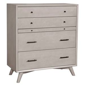Pemberly Row Mid Century Modern 4 Drawer Accent Chest in Gray