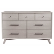 Pemberly Row Mid Century Modern Wood 7 Drawer Dresser in Gray